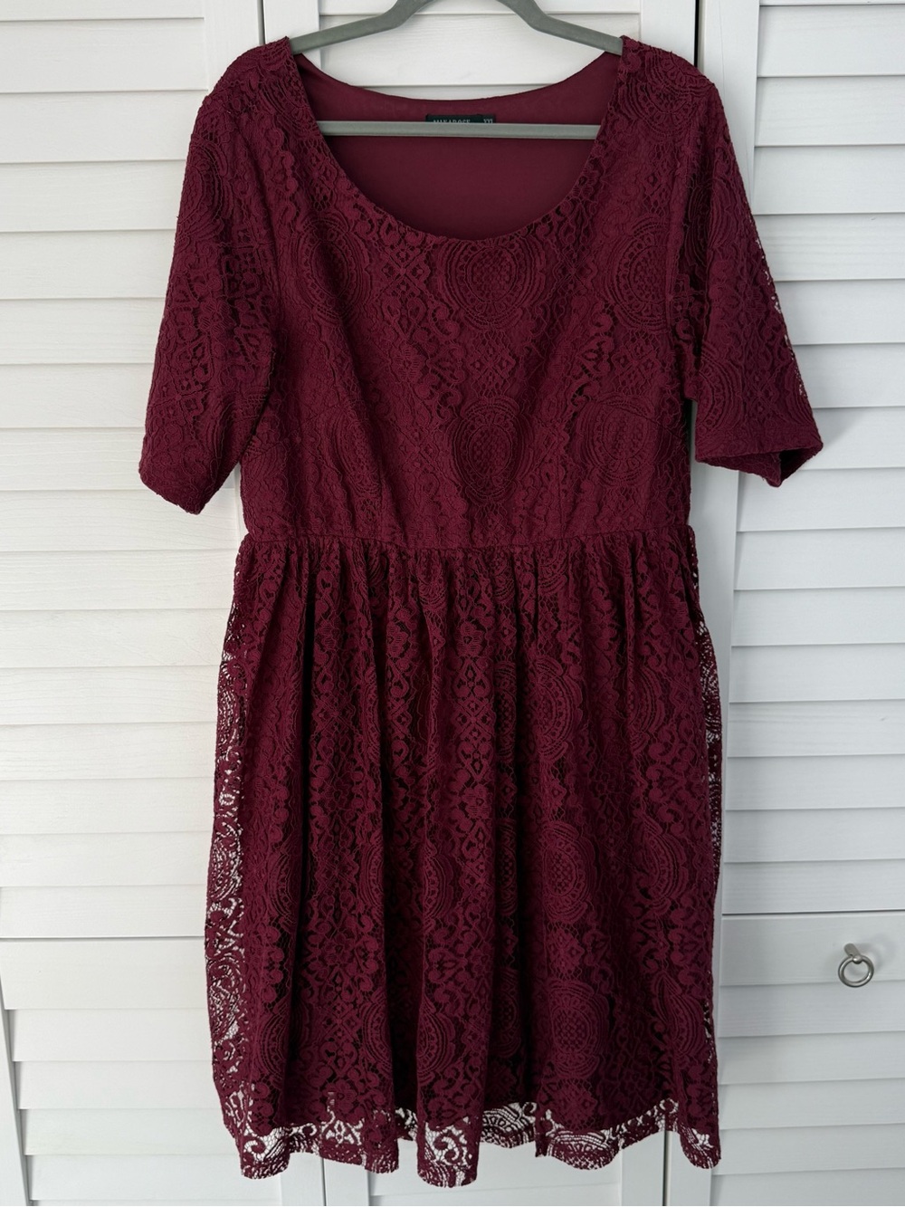 Mikarose Lace Midi Dress in Burgundy, Size XXL, Party, Formal, Wedding, Prom